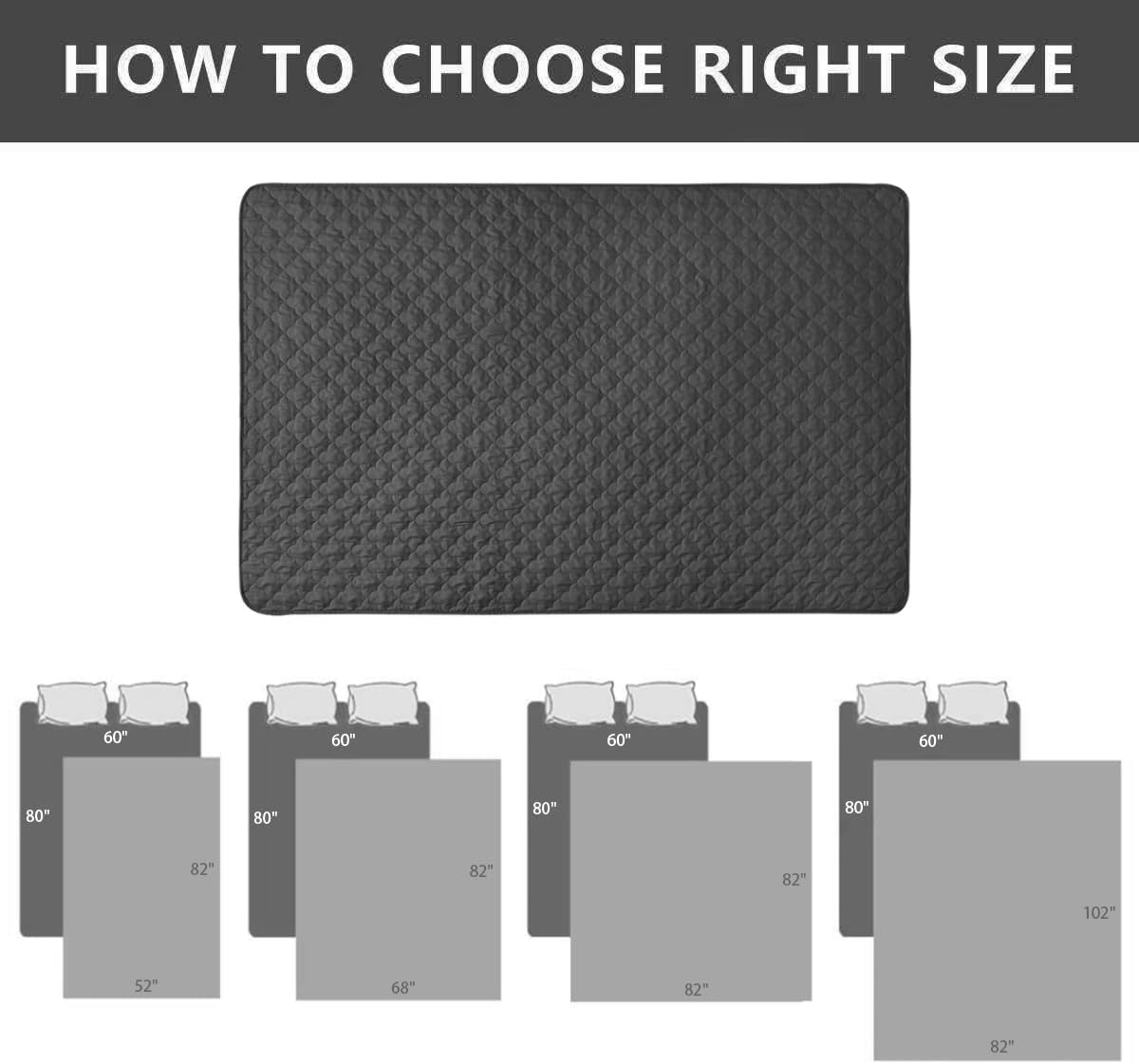 Dog Bed Cover Washable Pee Pads Dog Blankets for Puppy Large Dog Cat,Sofa Reversible Changing Pad Reusable 1 Piece(52"X82",Dark Grey)