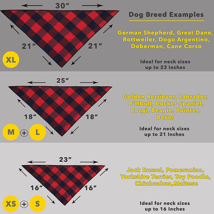 Dog Bandana 4 Pack - Dog Bandanas Boy, Girl, Premium Durable Soft Lightweight Fabric, Buffalo Plaid Scarf for Small Dogs, Cats Pets, Black and White, Red, Green, Blue, Small