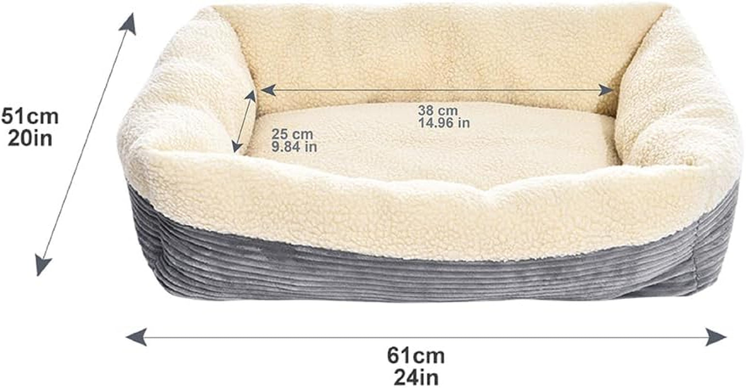 Anti-Slip Self-Warming Pet Bed for Cat or Dog, Rectangle, Grey, 24"L X 20"W X 7"H