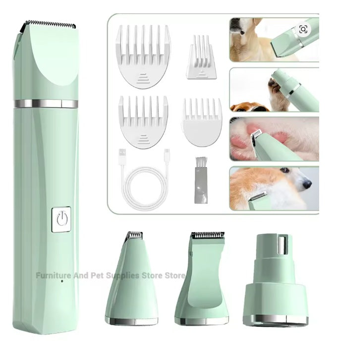 4 in 1 Electric Pet Grooming Kit - Hair Trimmer, Clippers, Nail Grinder for Cats & Dogs