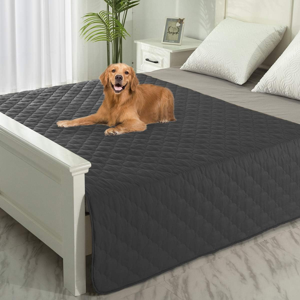 Dog Bed Cover Washable Pee Pads Dog Blankets for Puppy Large Dog Cat,Sofa Reversible Changing Pad Reusable 1 Piece（52"X82",Dark Grey）