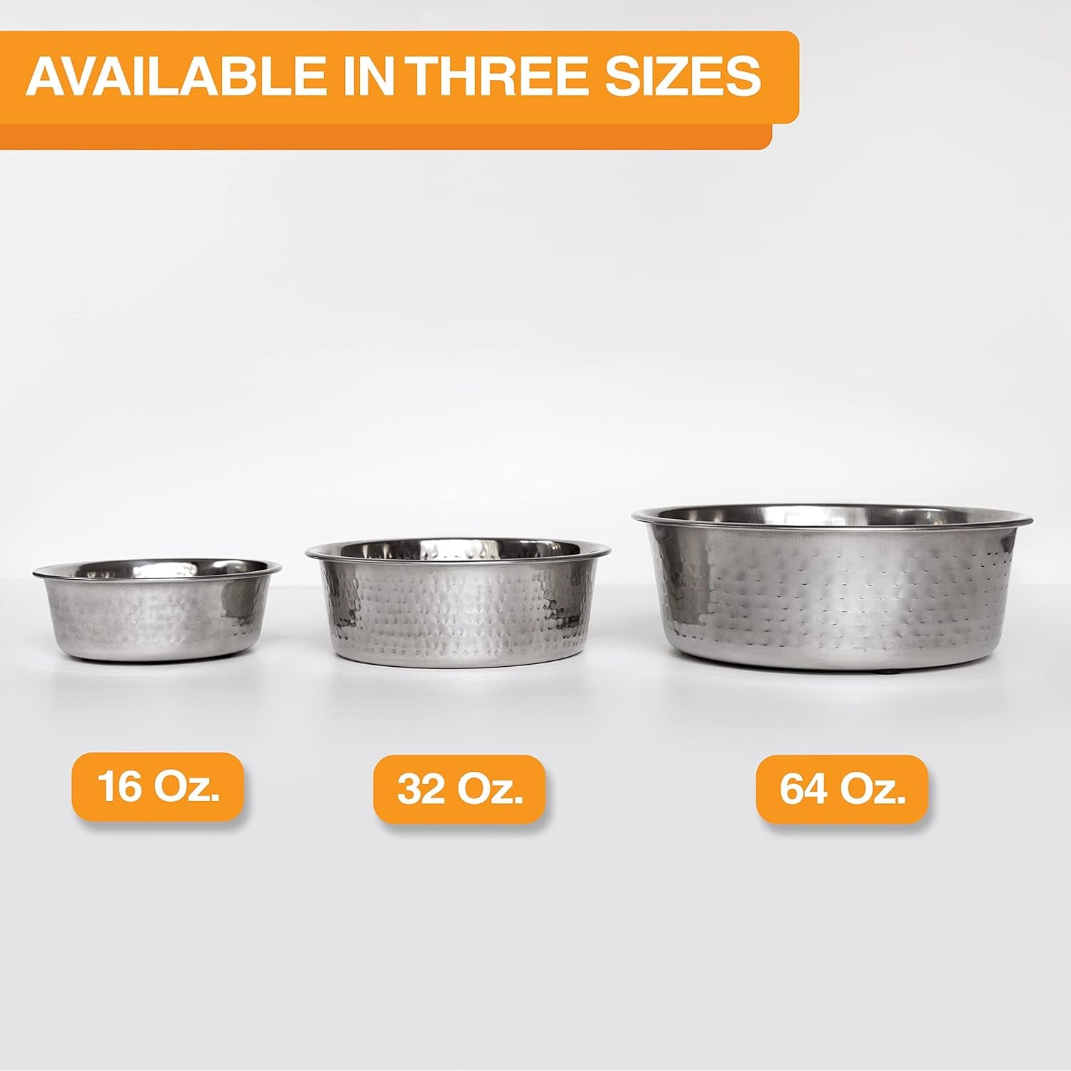 Hammered Decorative Designer Bowls - Luxury Style Premium Dog and Cat Dishes (Medium, Stainless)