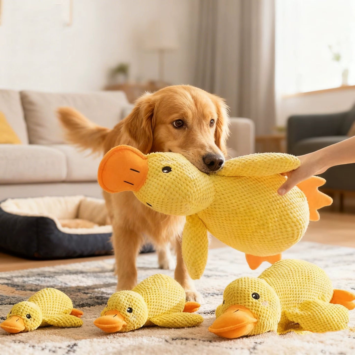 Interactive Duck Dog Toy for Puppies – Soft Plush Squeaky Toy to Reduce Boredom & Anxiety